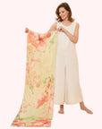 Linen Watercolor Orchid Scarf