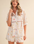Ladder Trim Button Top & Shorts Set