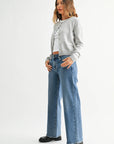 Mid Rise Slim Wide Leg