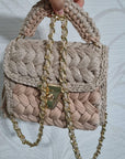 Crochet Clutch Handbag Natural Shimmer