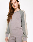 Dusty Lavender & Leopard Raglan Pullover