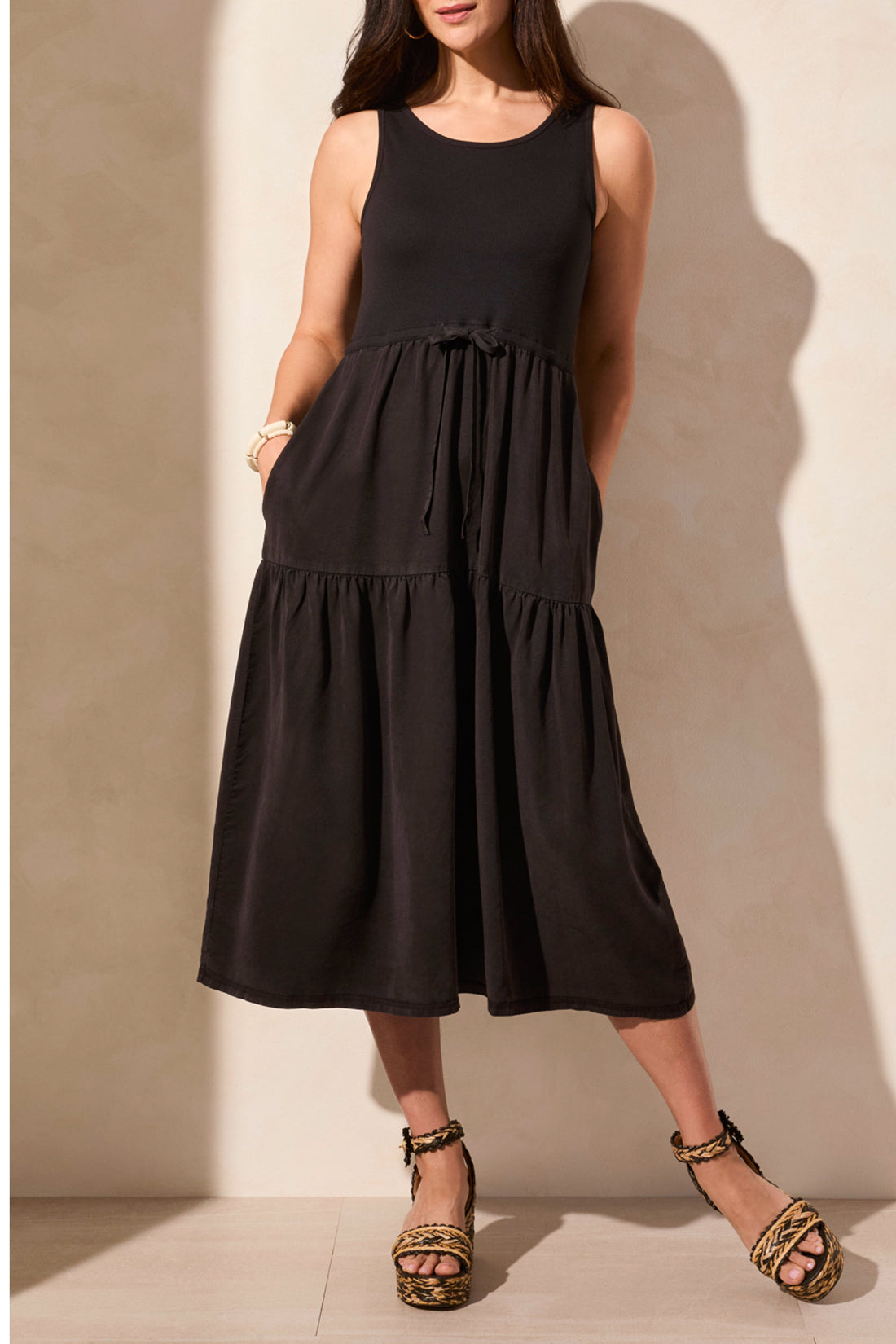 Tribal MIXMEDIA Sleeveless Boat Neck Maxi Dress, Size XXS, Black