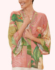 Delicate Tropical Kimono Jacket Candy