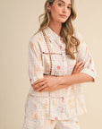 Ladder Trim Button Top & Shorts Set