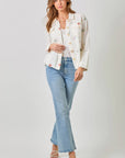 Washed Peplum Jacket Off White