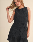 Tiered Floral Lace Flounce Hem Mini Dress