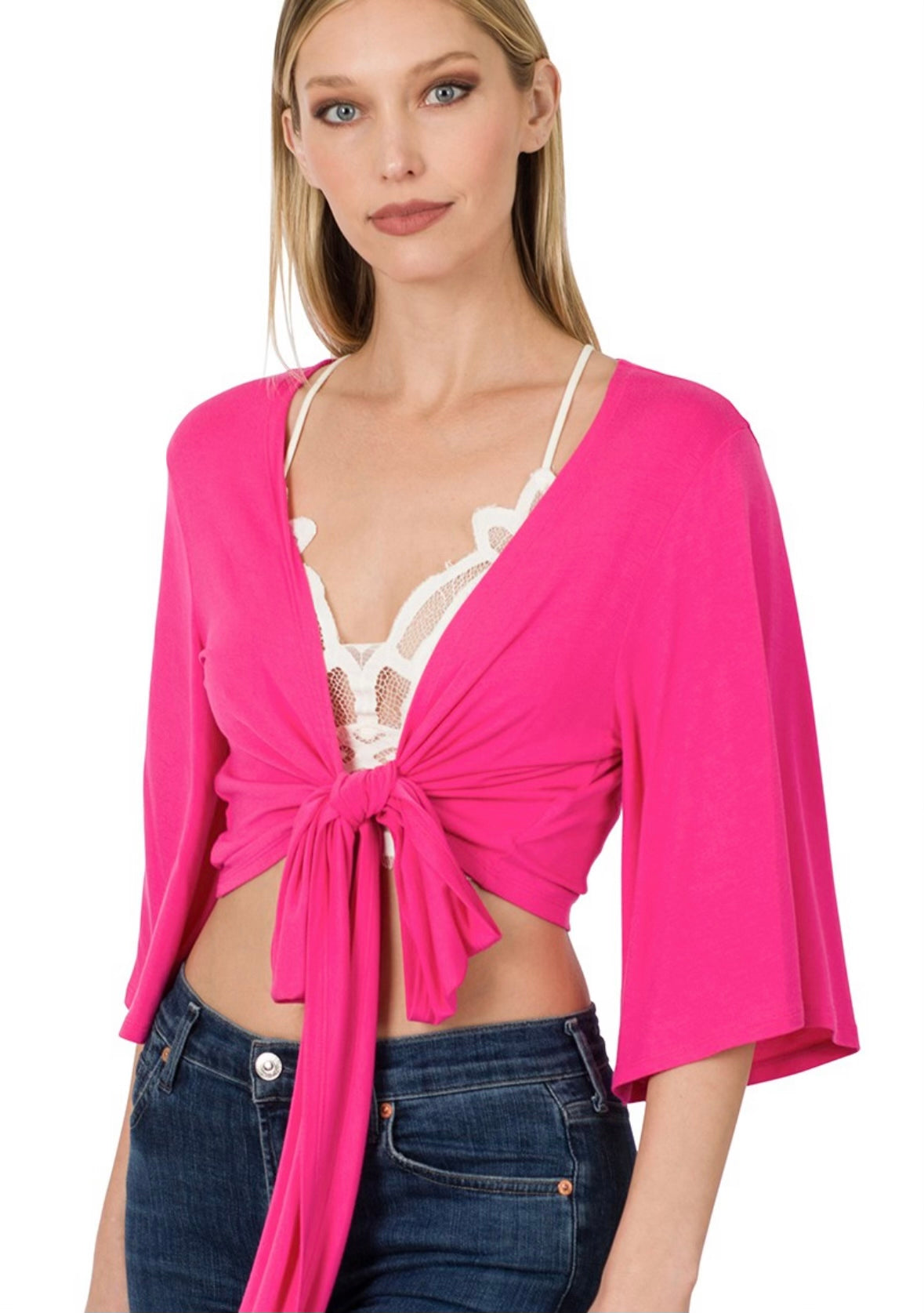 Luxe Tie Front Cropped Cardi