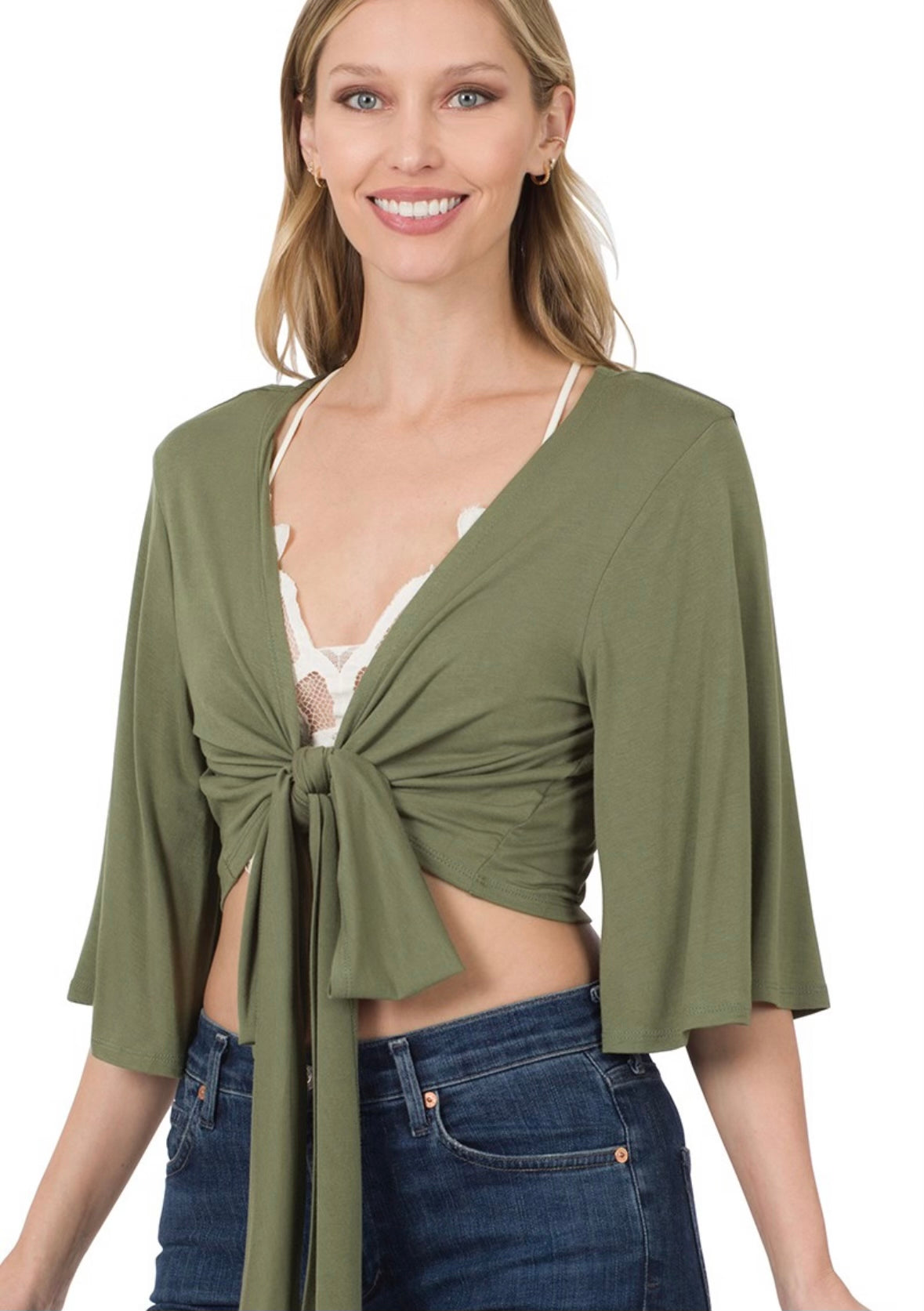 Luxe Tie Front Cropped Cardi