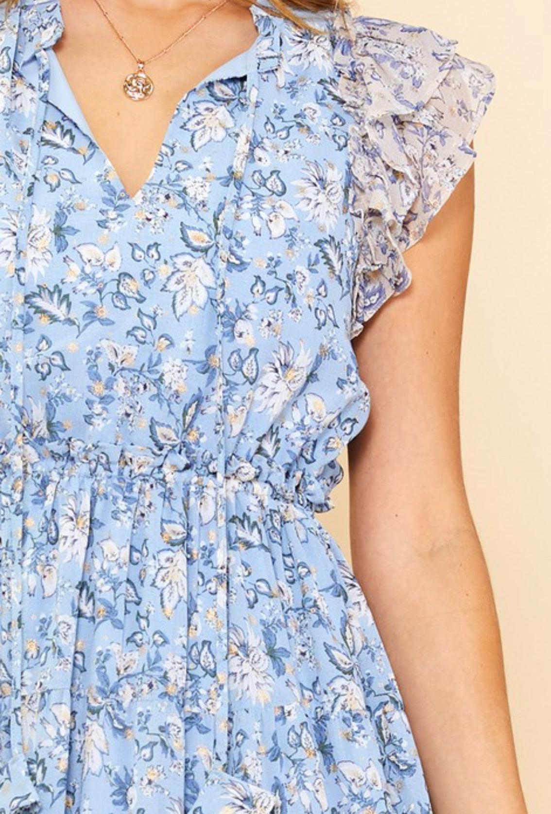 Dusty Blue Floral Dress