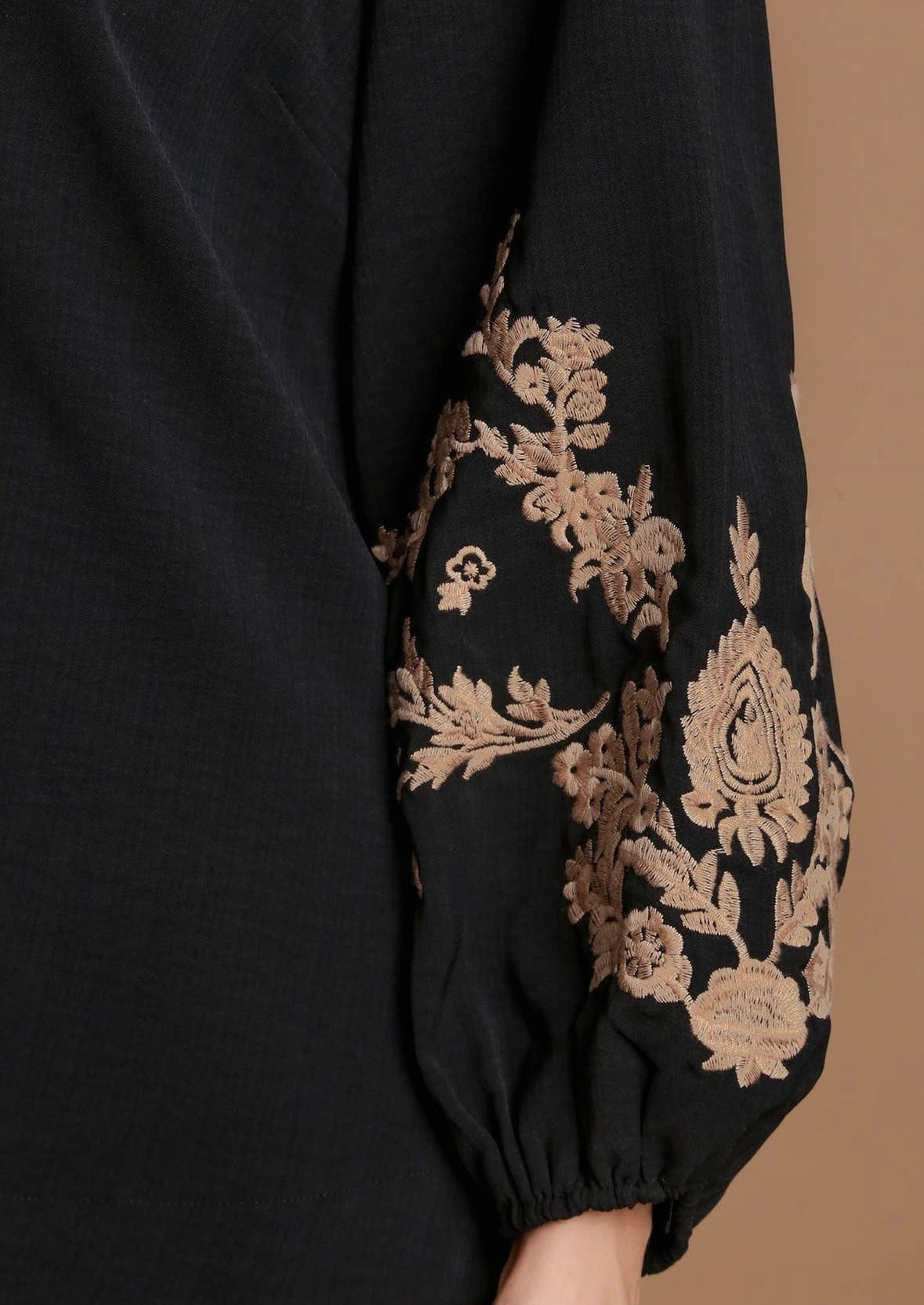 Embroidered Balloon Sleeve Blouse