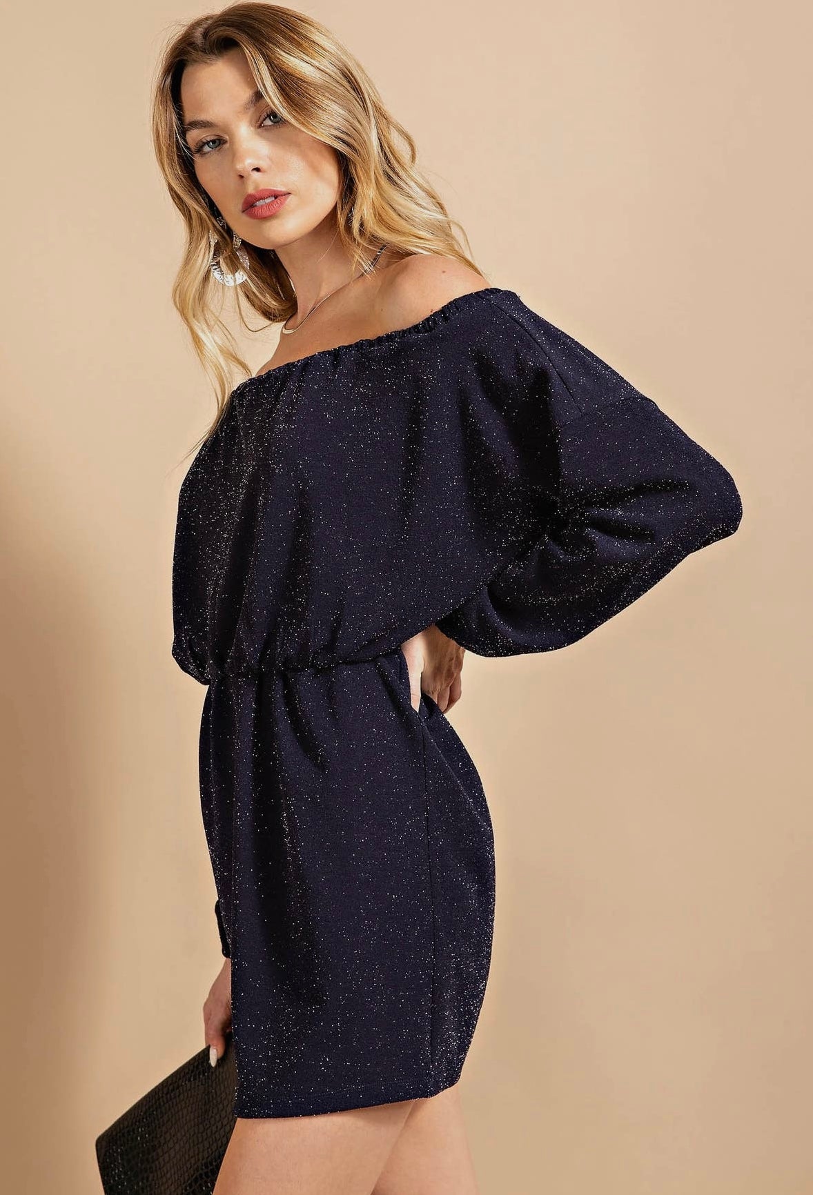 Lurex Off Shoulder Dress