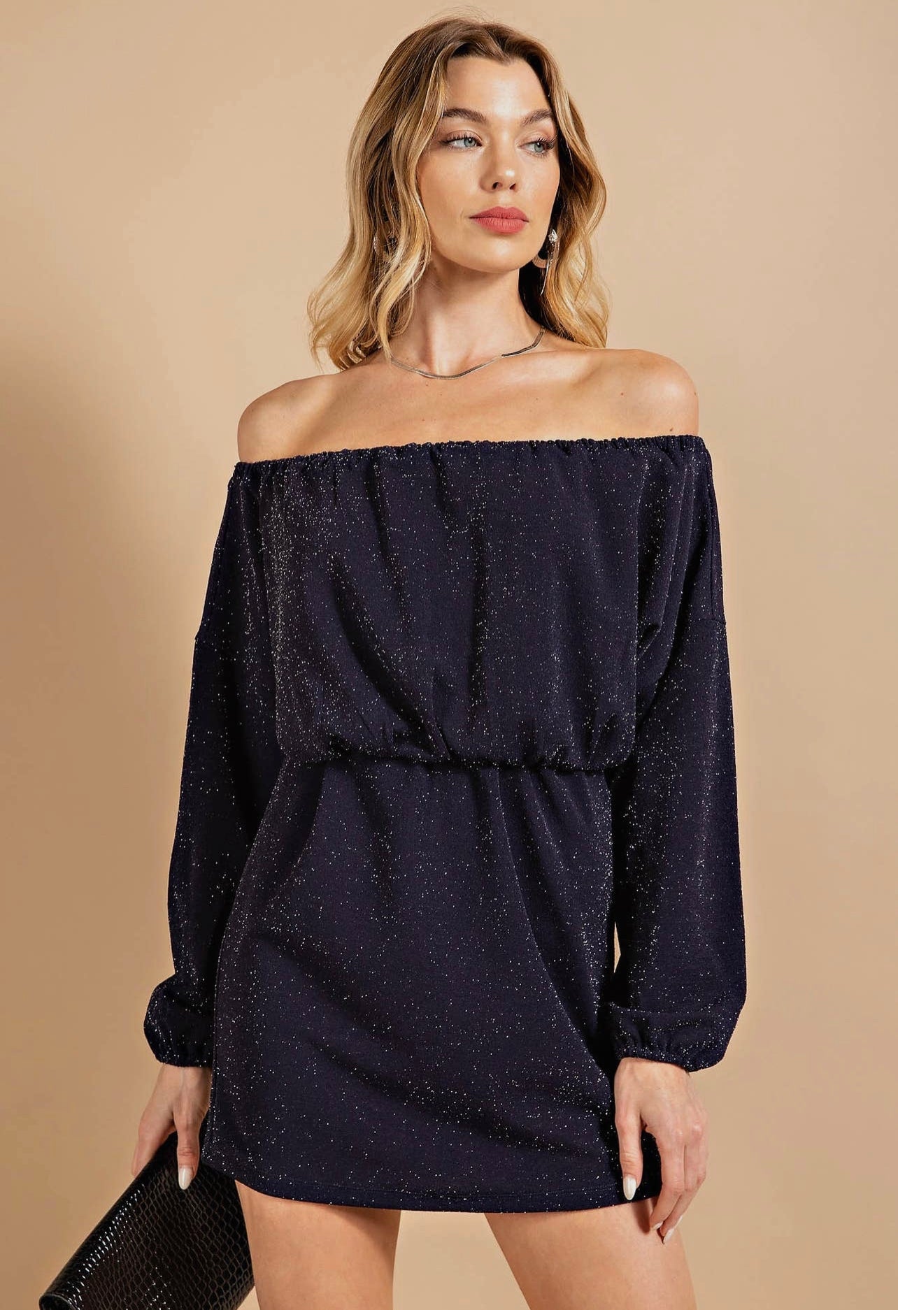 Lurex Off Shoulder Dress