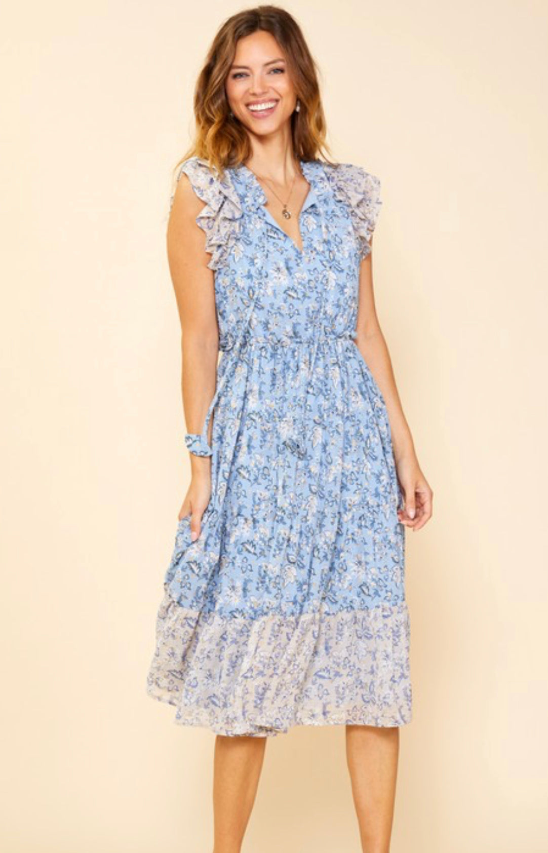 Dusty Blue Floral Dress