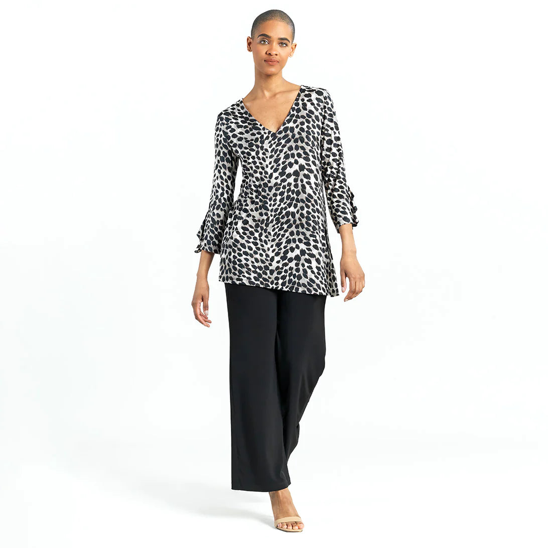 Clara Sunwoo Flutter Cuff Tunic Cheetah Spot