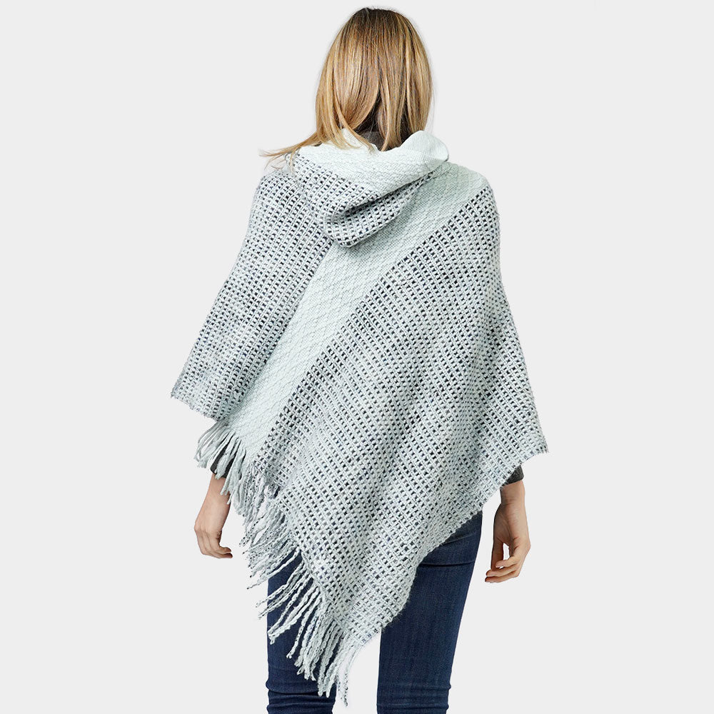 Hooded Knit Poncho