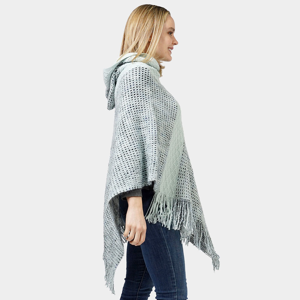 Hooded Knit Poncho
