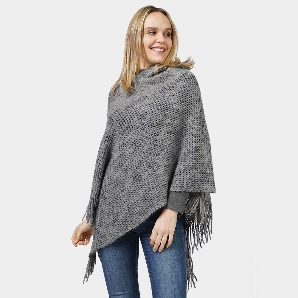 Hooded Knit Poncho
