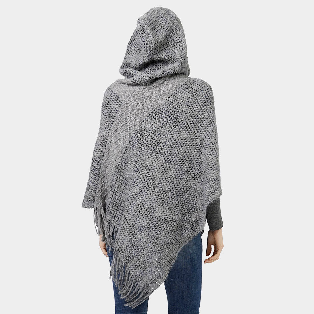 Hooded Knit Poncho