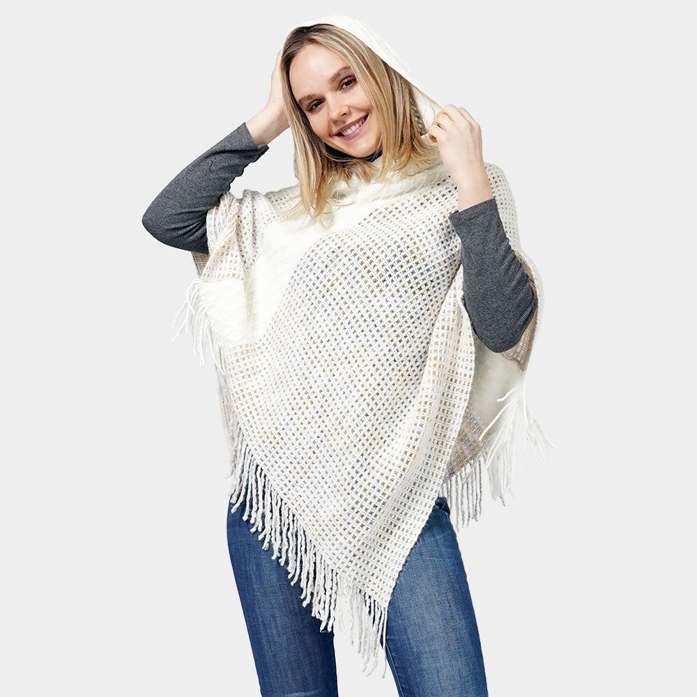 Hooded Knit Poncho