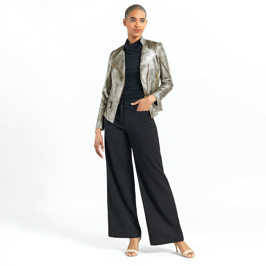 Clara Sunwoo Croc Print Liquid Leather Jacket
