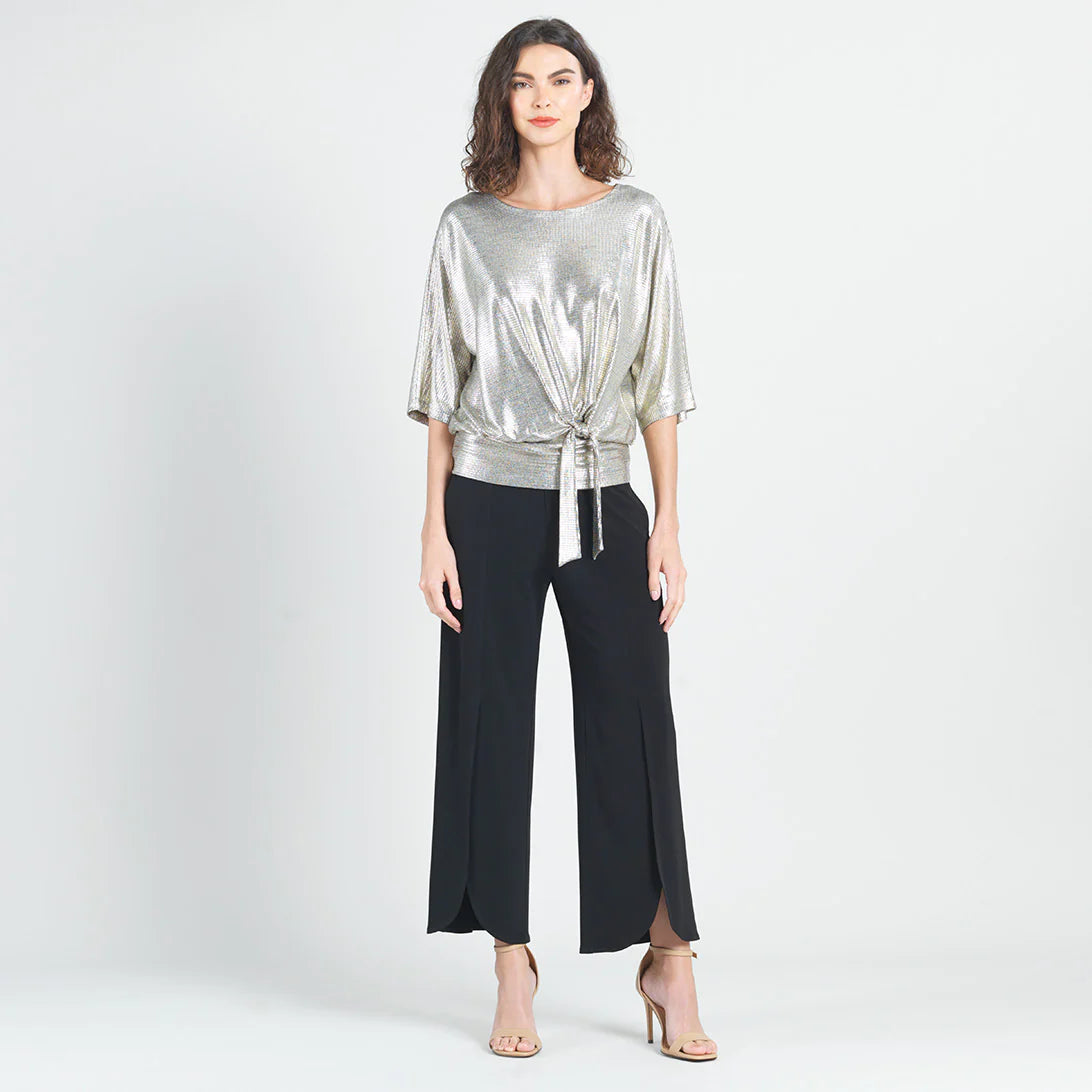 Clara Sunwoo Shimmer Foil Lame Side Tie Top