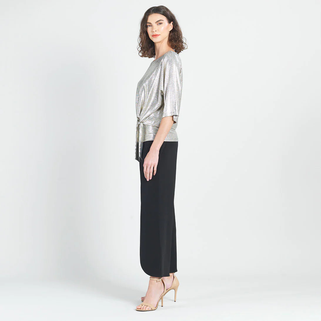 Clara Sunwoo Shimmer Foil Lame Side Tie Top