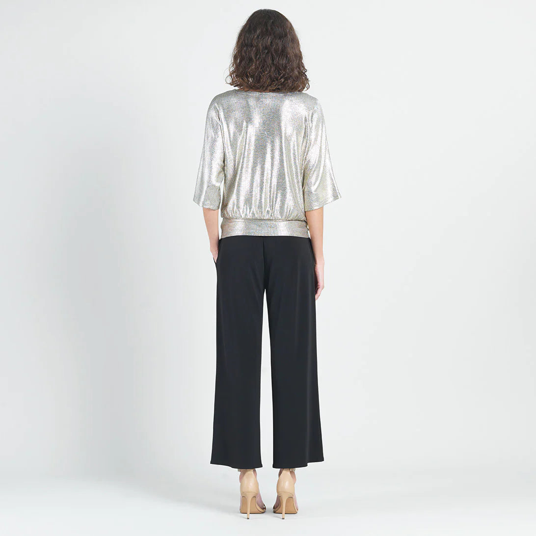 Clara Sunwoo Shimmer Foil Lame Side Tie Top