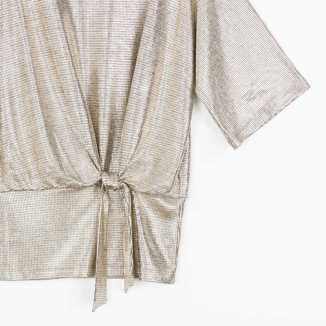 Clara Sunwoo Shimmer Foil Lame Side Tie Top