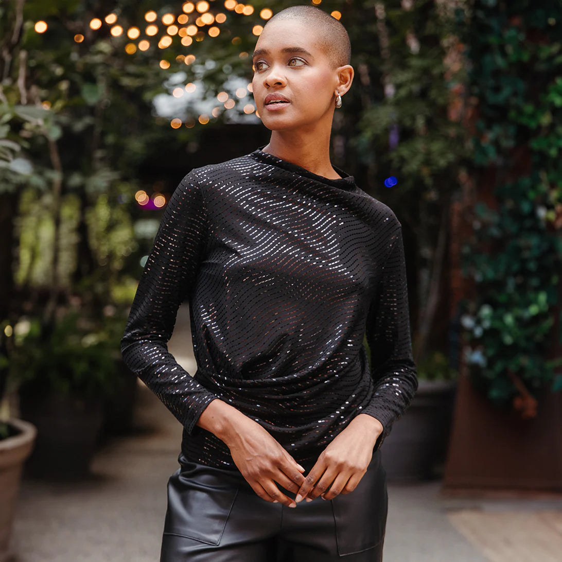 Clara Sunwoo Shimmer Embellished Boat Neck Top