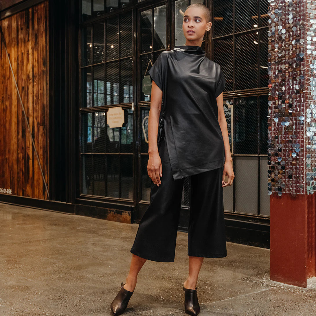 Clara Sunwoo Liquid Leather Side Vent Tunic