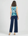 Sleeveless V-Neck Center Front Tie Top: Multi