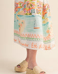 LANDSCAPE PRINT MIDI DRESS