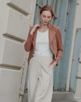 Clara Sunwoo Liquid Leather Signature Jacket Tan