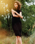 Clara Sunwoo Mesh Cap Sleeve Midi Dress