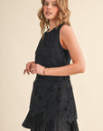 Tiered Floral Lace Flounce Hem Mini Dress