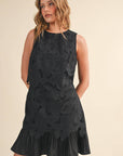 Tiered Floral Lace Flounce Hem Mini Dress