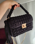 Crochet Clutch Handbag Black