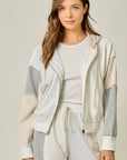 Color Blocked Zip-Up Hoodie