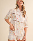 Ladder Trim Button Top & Shorts Set