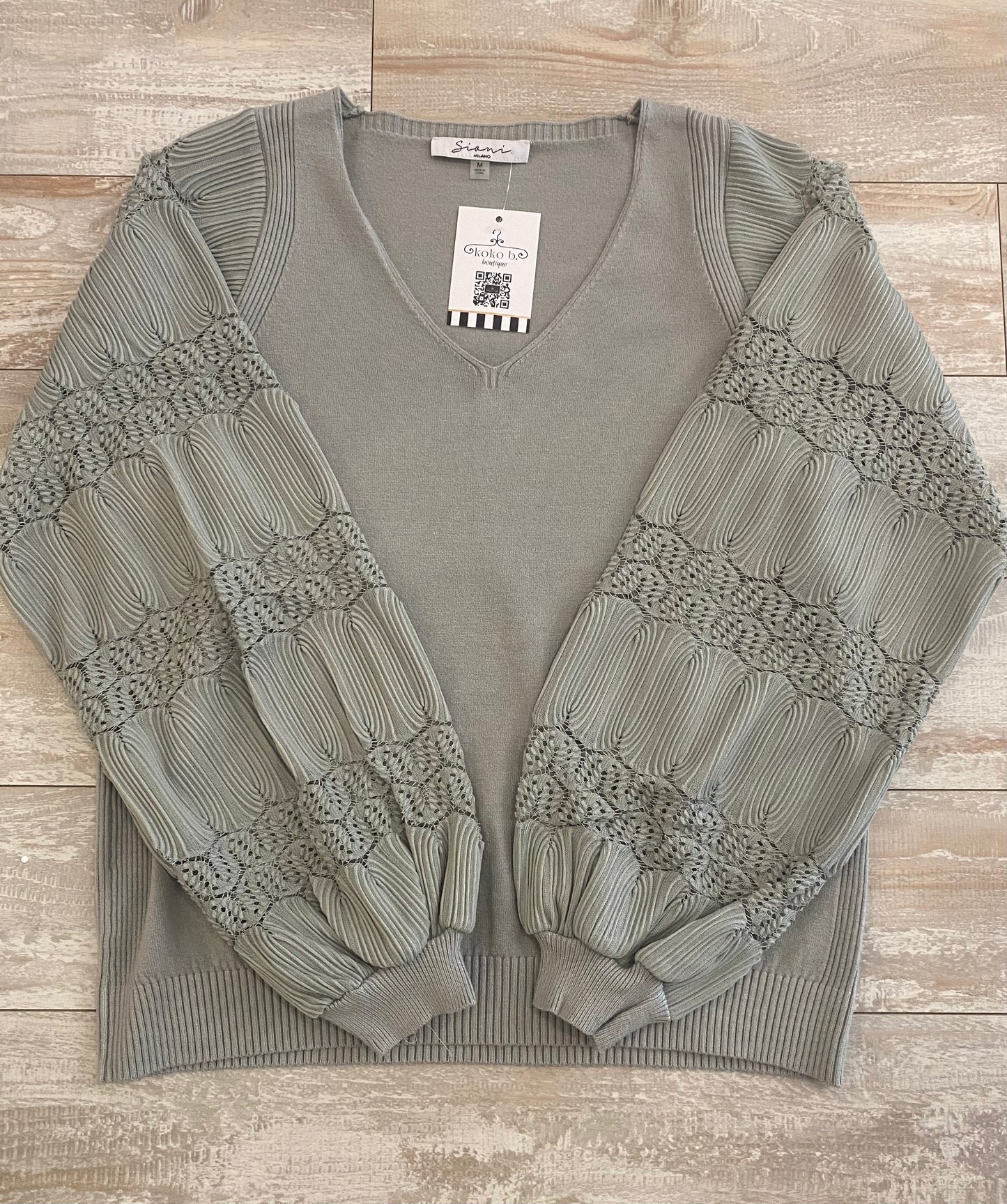 Detail Sleeve V Sweater