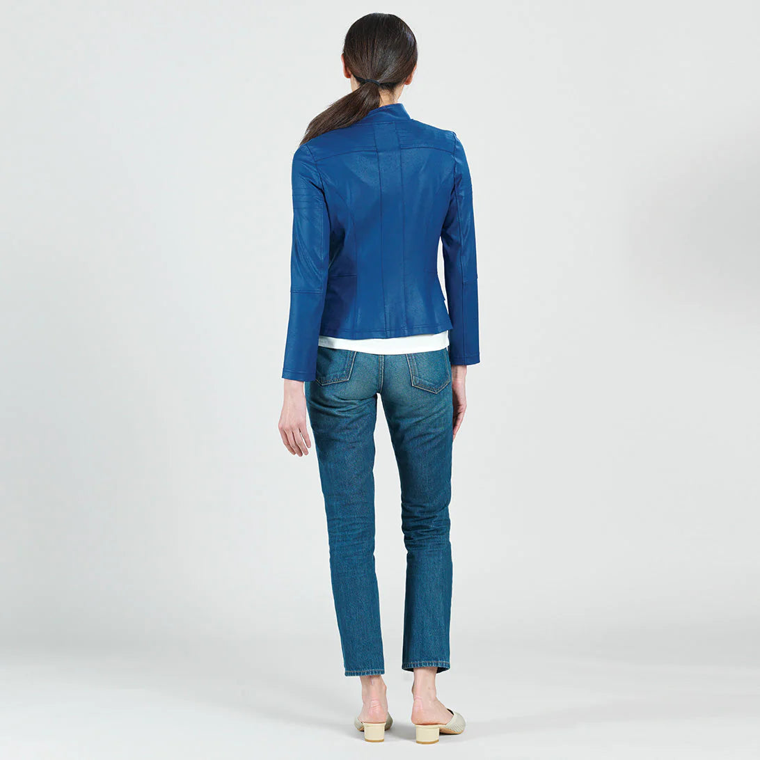 Clara Sunwoo Liquid Leather Biker Jacket Cobalt