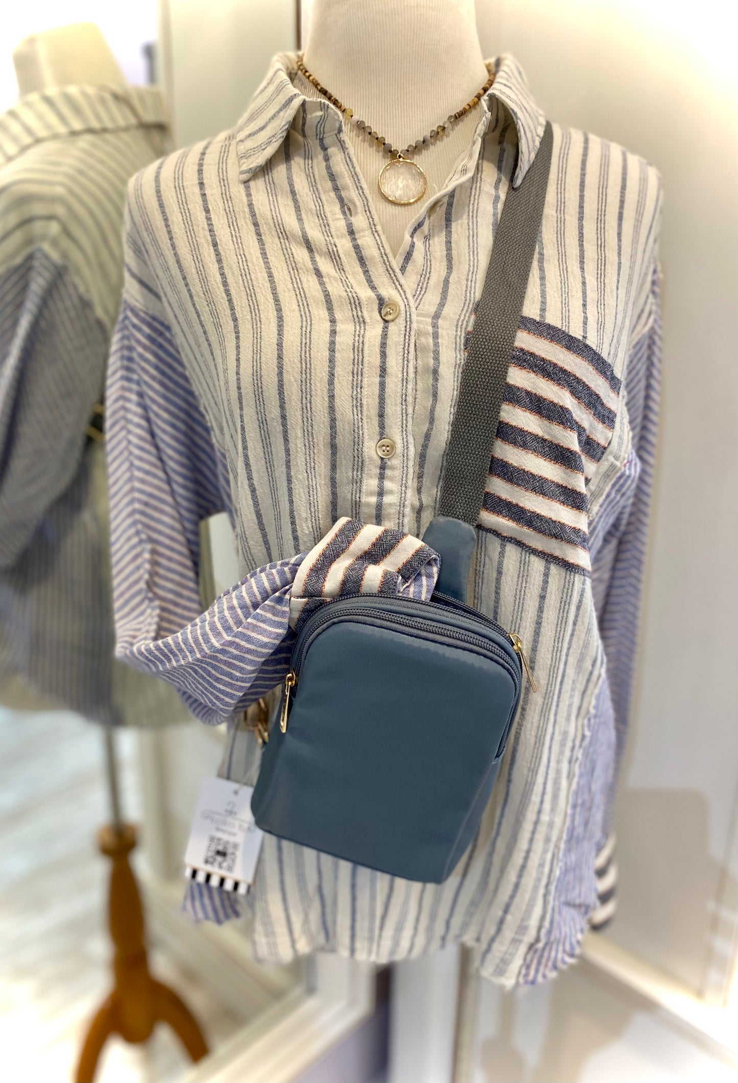Stripe Mix Button Down