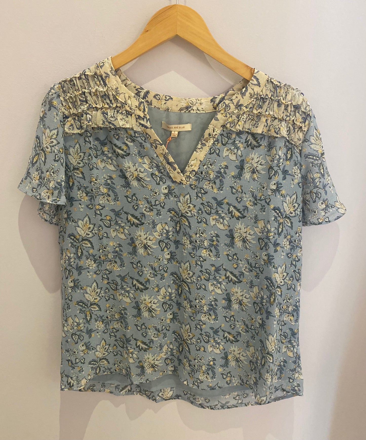 Dusty Blue Floral Blouse