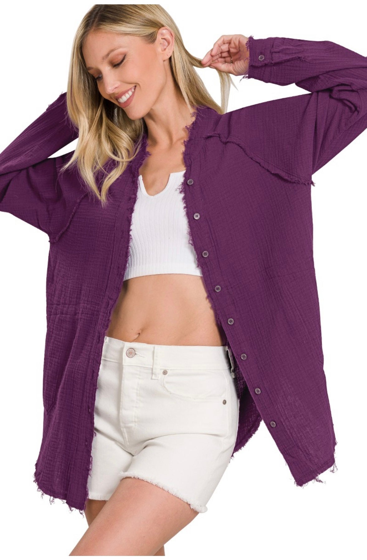 Gauze Button Down Shirt