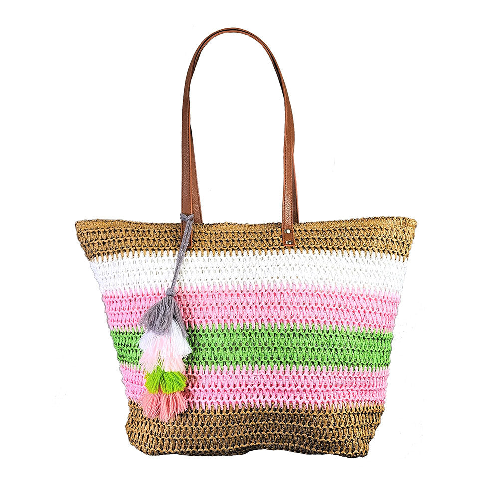 Straw Stripe Beach Tote