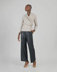 Clara Sunwoo Faux Cashmere Draped V Neck Sweater