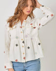 Washed Peplum Jacket Off White