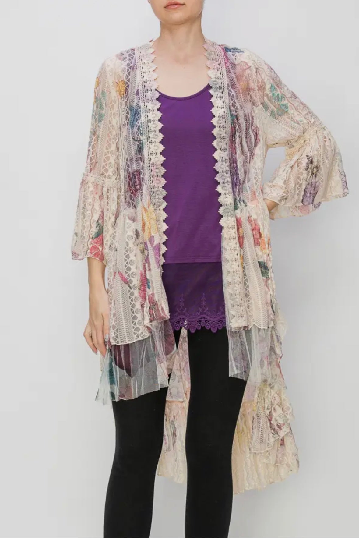 Lace High Low Cardigan