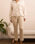 Eyelash Button-Front Elastic Hem Sweater Cardigan