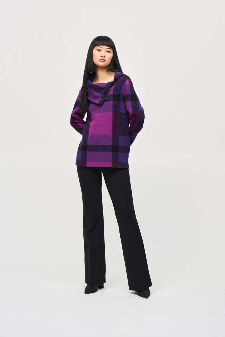 Joseph Ribkoff Tartan Cowl Neck Sweater